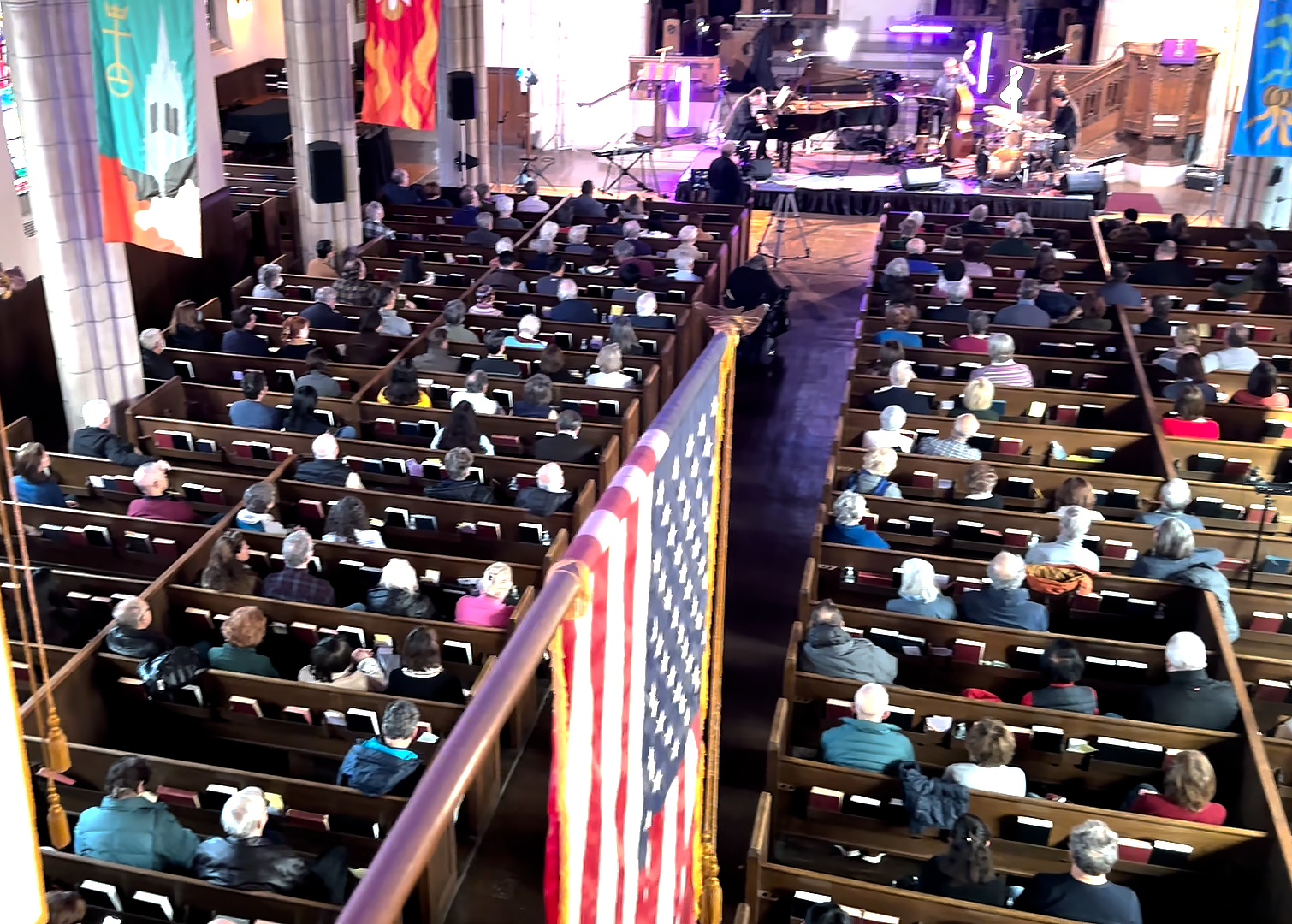 A full house at Second Church during a Newton Piano Summit performance